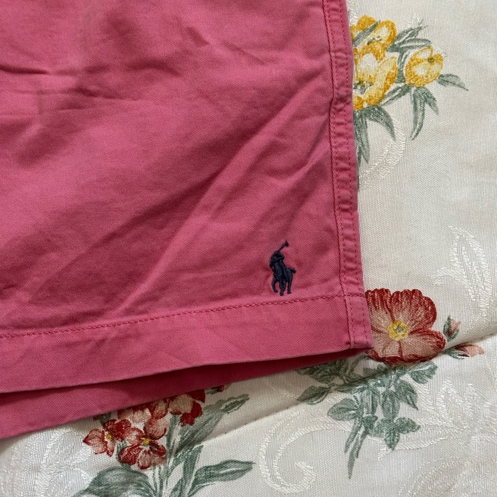 Polo Ralph Lauren Classic Fit 6” Chino khaki Shorts pink red drawstring Sz M - Picture 2 of 10